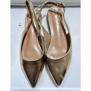 Berness Gold Slingback Shiny Metallic Flats Size 5.5M